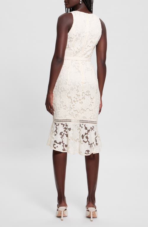 Guess Itzel Lace Sleeveless Sheath Dress In Dove White