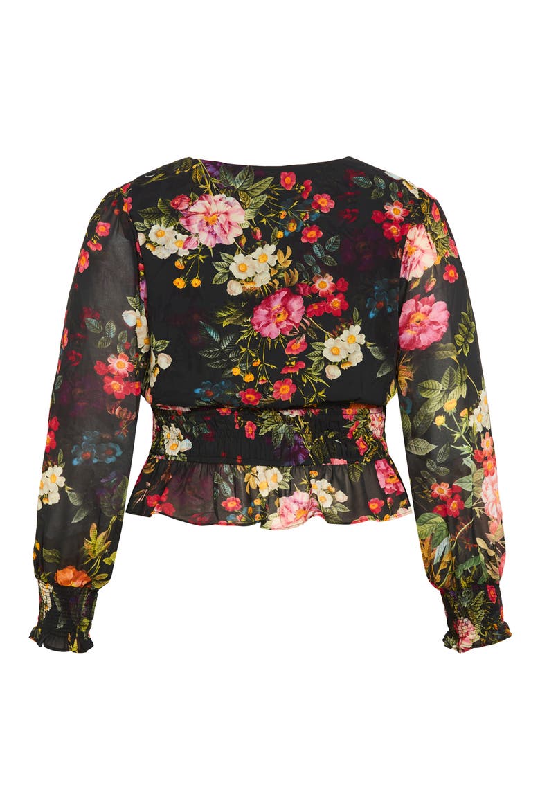 Bridgette Floral Tie Waist Top, Alternate, color, ROYAL GARDEN FLORAL