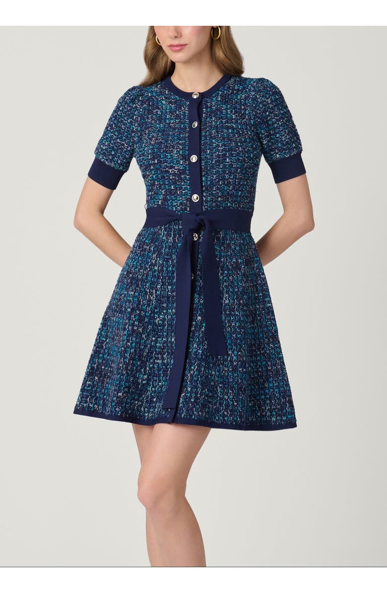 Shoshanna Harriet Melange Knit Dress, Main, color, Blue Melange