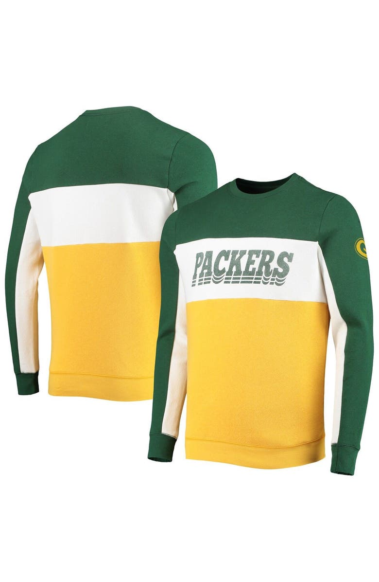 Junk Food Men's Junk Food Green/Gold Green Bay Packers Color Block Pullover Sweatshirt, Main, color,