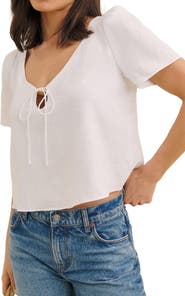 Reformation Mayla Tie Keyhole Linen Top
