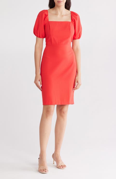 Puff Sleeve Sheath Dress
