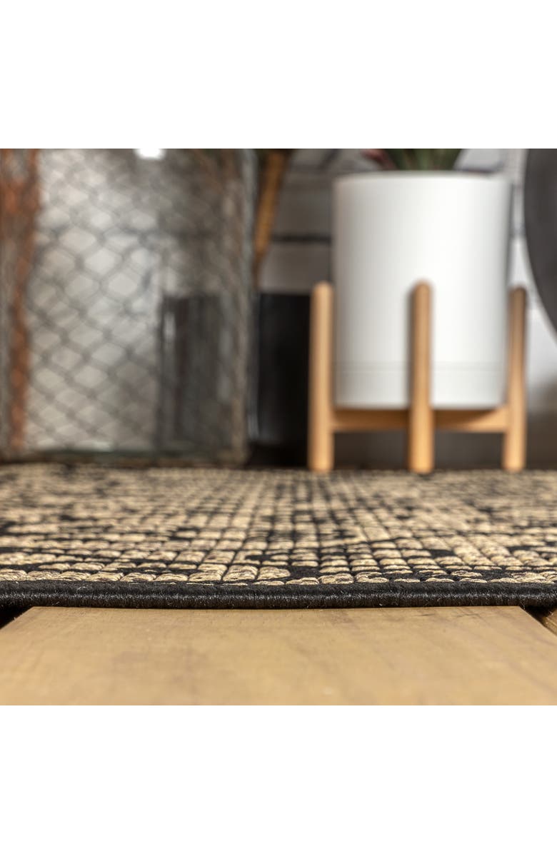 JONATHAN Y Madrid Vintage Filigree Textured Weave Octagon Indoor/Outdoor Area Rug, Alternate, color, Black/Khaki
