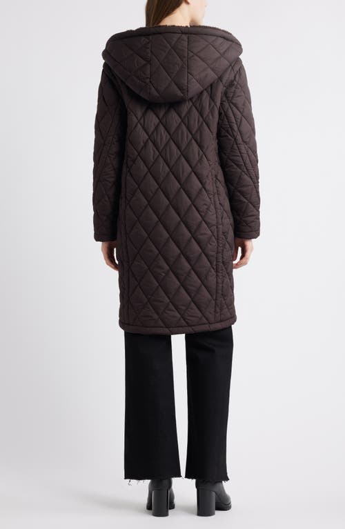 Michael Kors Faux Shearling Lined Quilted Hooded Coat