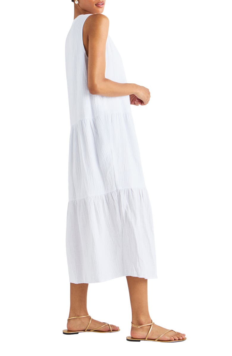 Splendid Sleeveless Cotton Gauze Midi Dress, Alternate, color, White
