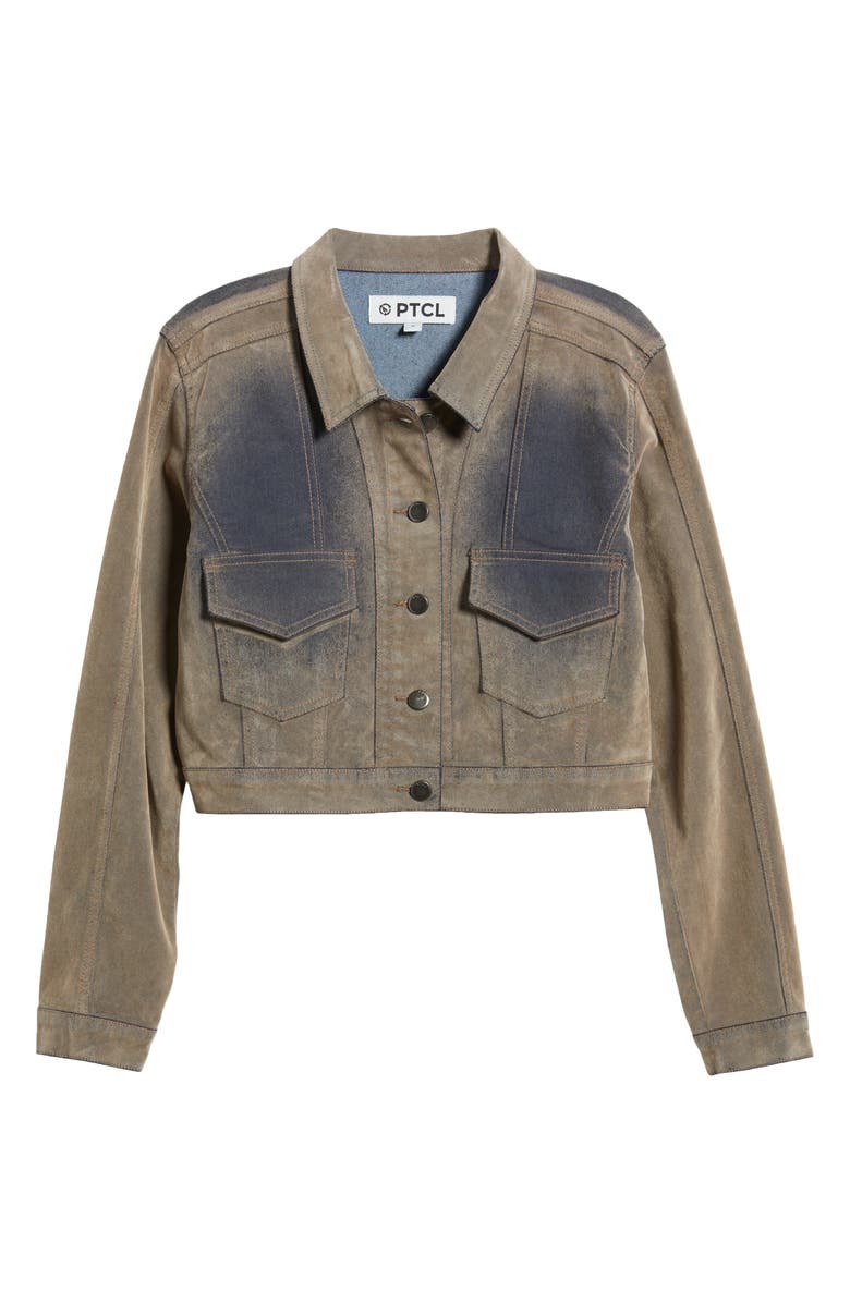 PTCL Flocked Denim Trucker Jacket, Alternate, color, Brown