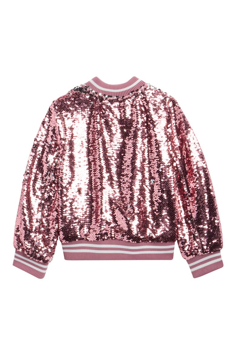 Kids' Sequin Embellished Bomber Jacket, Alternate, color, PINK