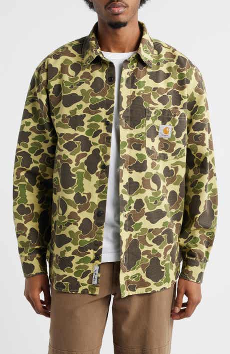 Carhartt Work In Progress Camo Duck Cotton Canvas Button-Up Shirt