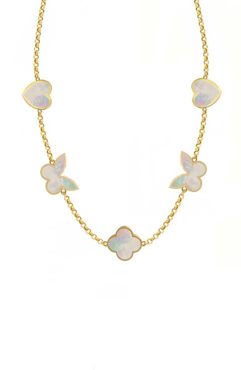 Sweet Lucky Mother-of-Pearl Station Necklace
