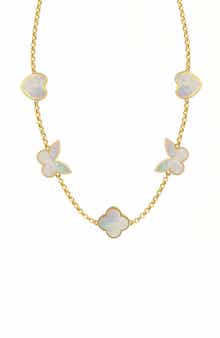 GABI RIELLE Sweet Lucky Mother-of-Pearl Station Necklace