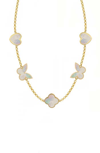 Gabi Rielle Sweet Lucky Mother-of-pearl Station Necklace In Gold