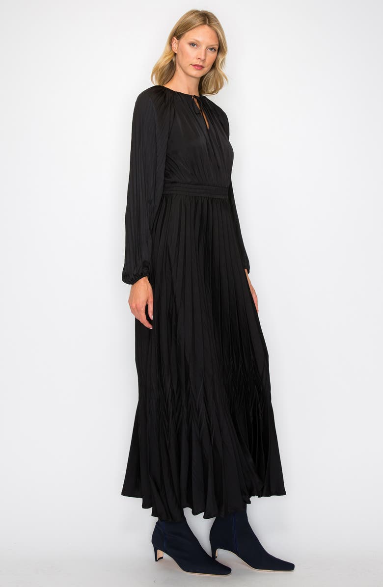 MELLODAY Pleated Long Sleeve Satin Maxi Dress, Alternate, color, 
