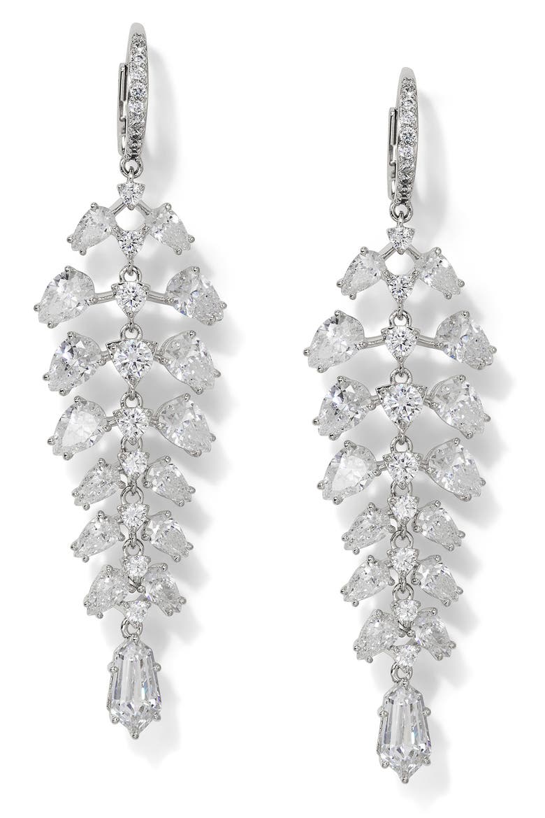 Luxor Mobule Drop Earrings, Main, color, RHODIUM