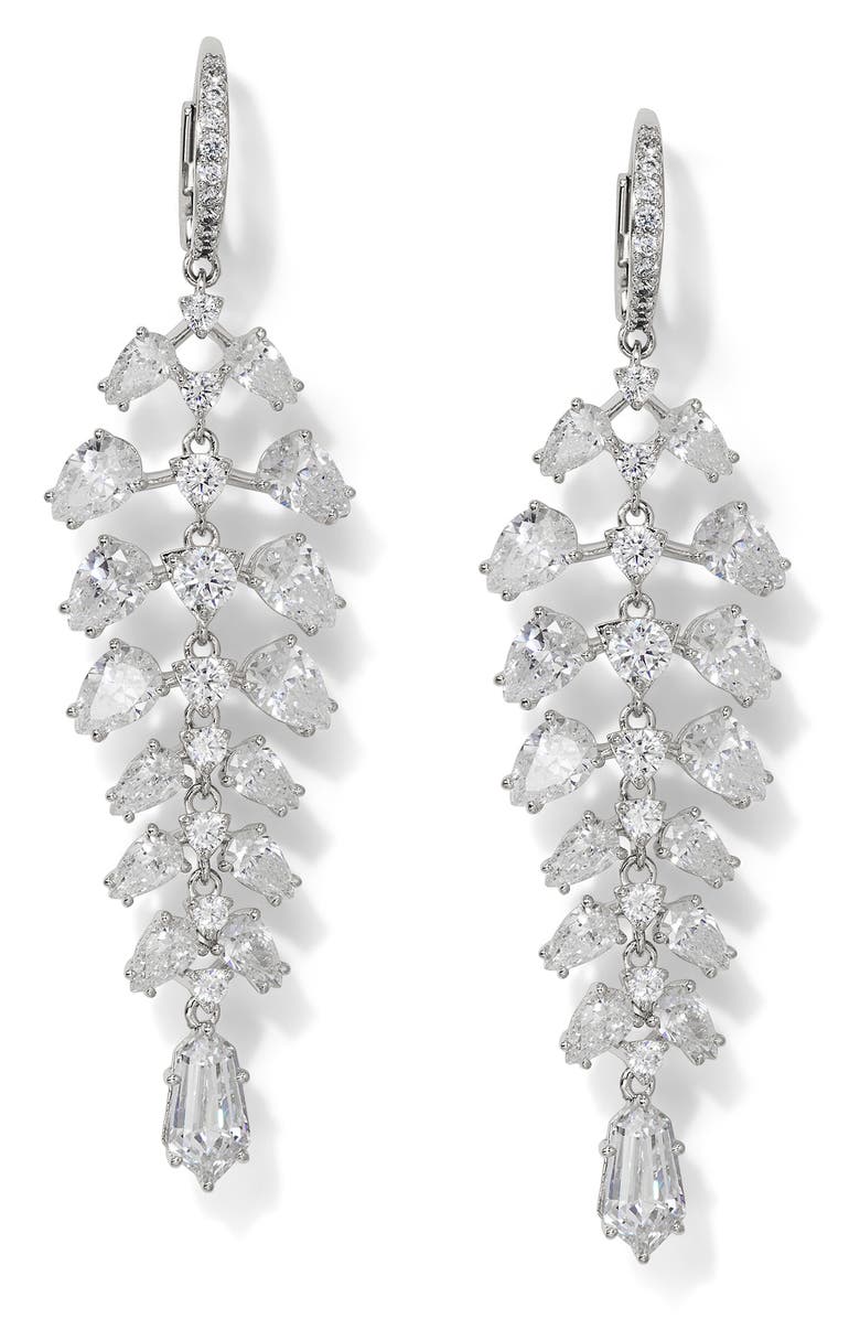 Nadri Luxor Mobule Drop Earrings, Main, color, Rhodium