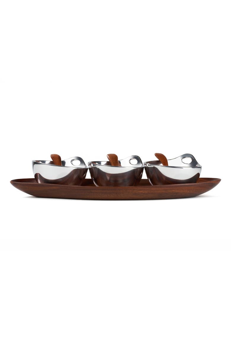 Nambé Portables Triple Condiment Serving Set, Main, color, Brown