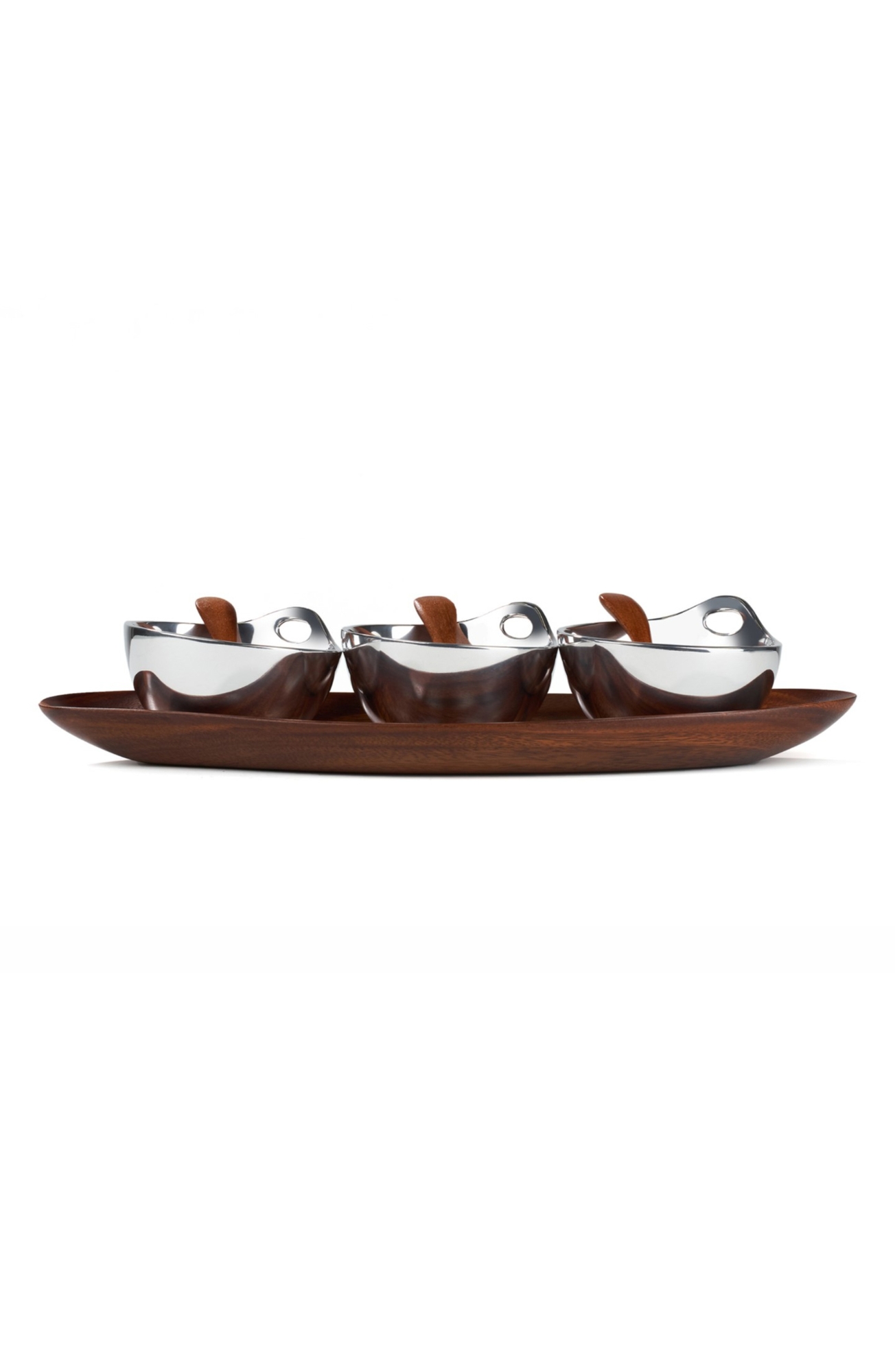 Nambé Portables Triple Condiment Serving Set - Brown