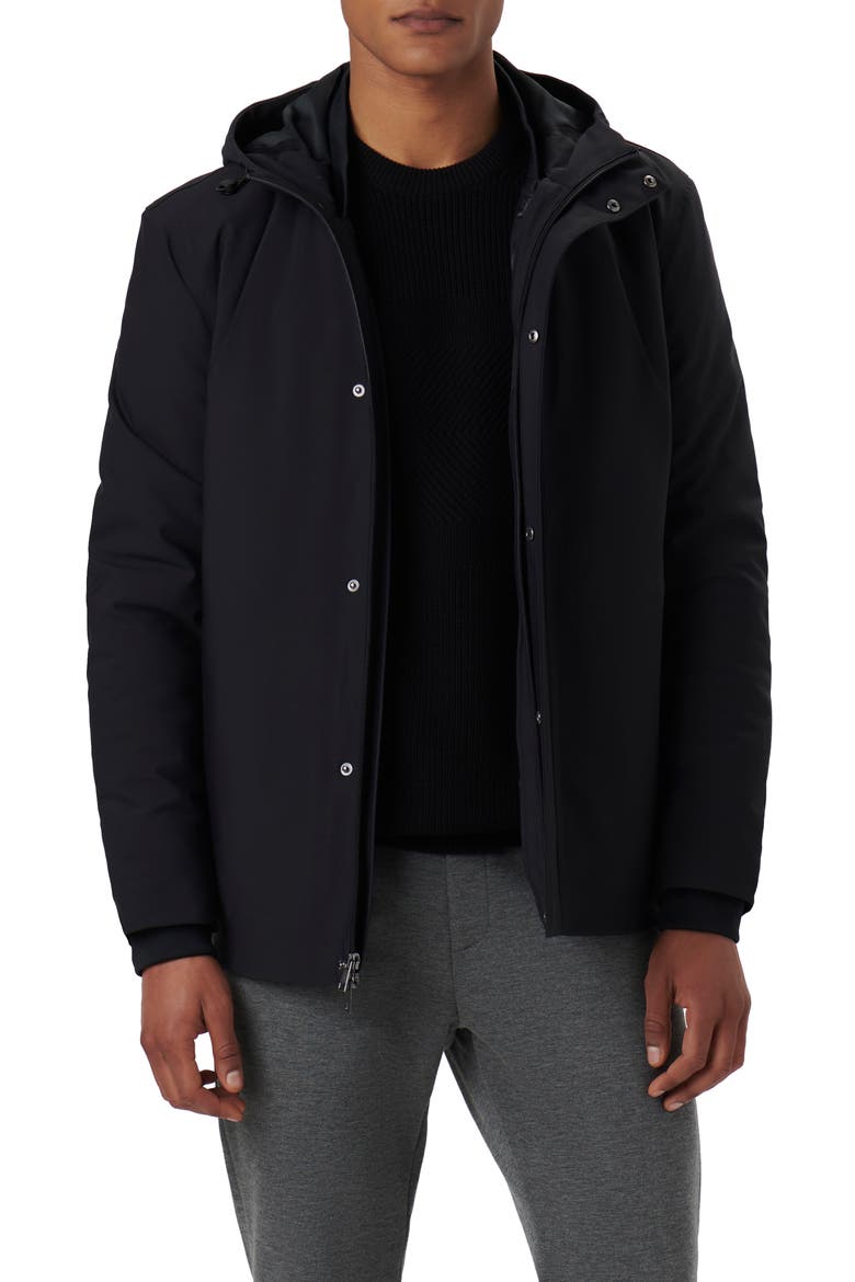 Full Zip Hooded Bomber Jacket, Main, color, CAVIAR