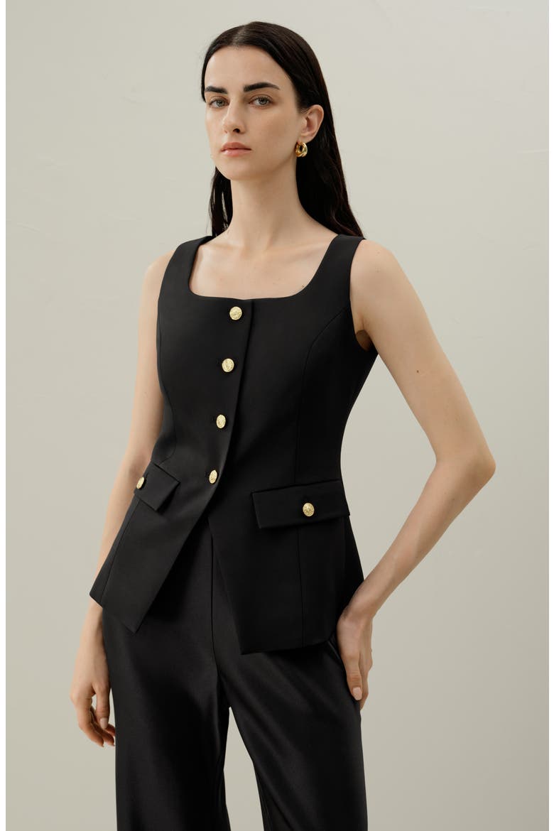 Women's Cintré U-Neck Sleeveless Vest, Alternate, color, Black