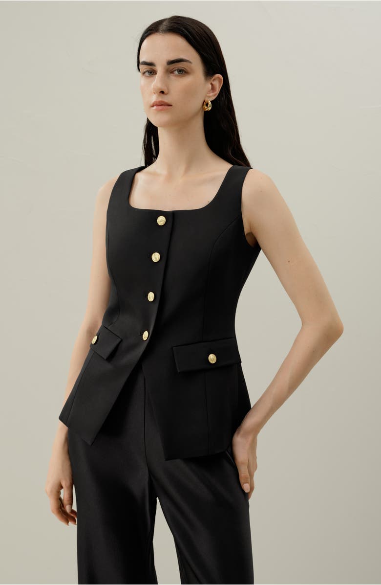 Lilysilk Cintré U-Neck Sleeveless Vest, Alternate, color, Black