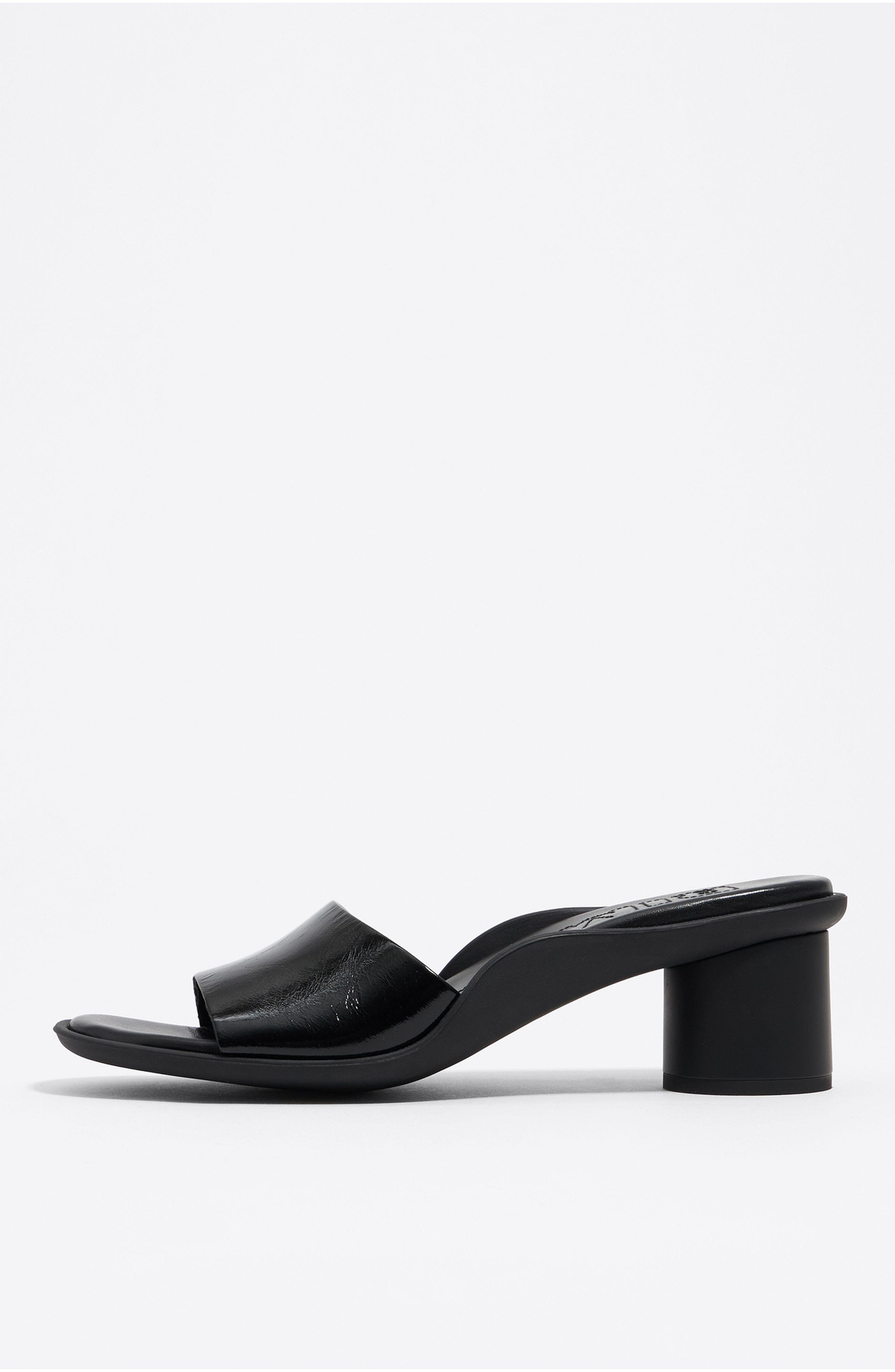 Bimba y Lola Leather Low Heel Sandal, Main, color, Black