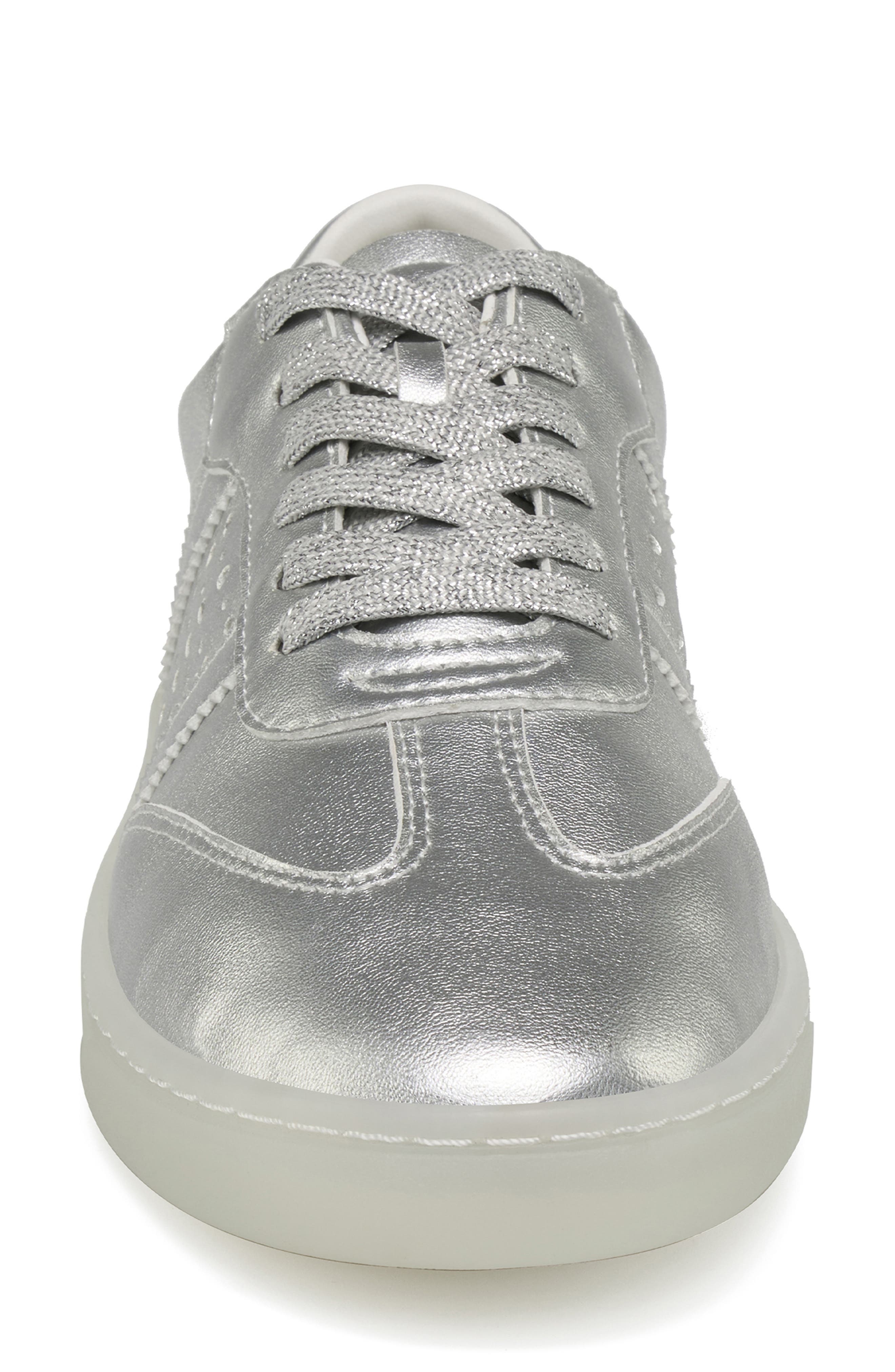 JSlides Hunter Leather Sneaker, Alternate, color, Silver