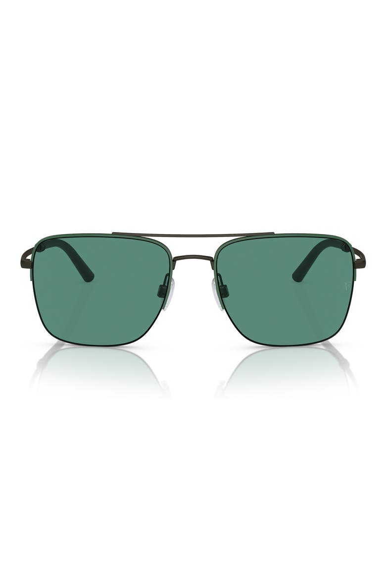 Roger Federer 56mm Semirimless Pilot Sunglasses, Main, color, GREEN