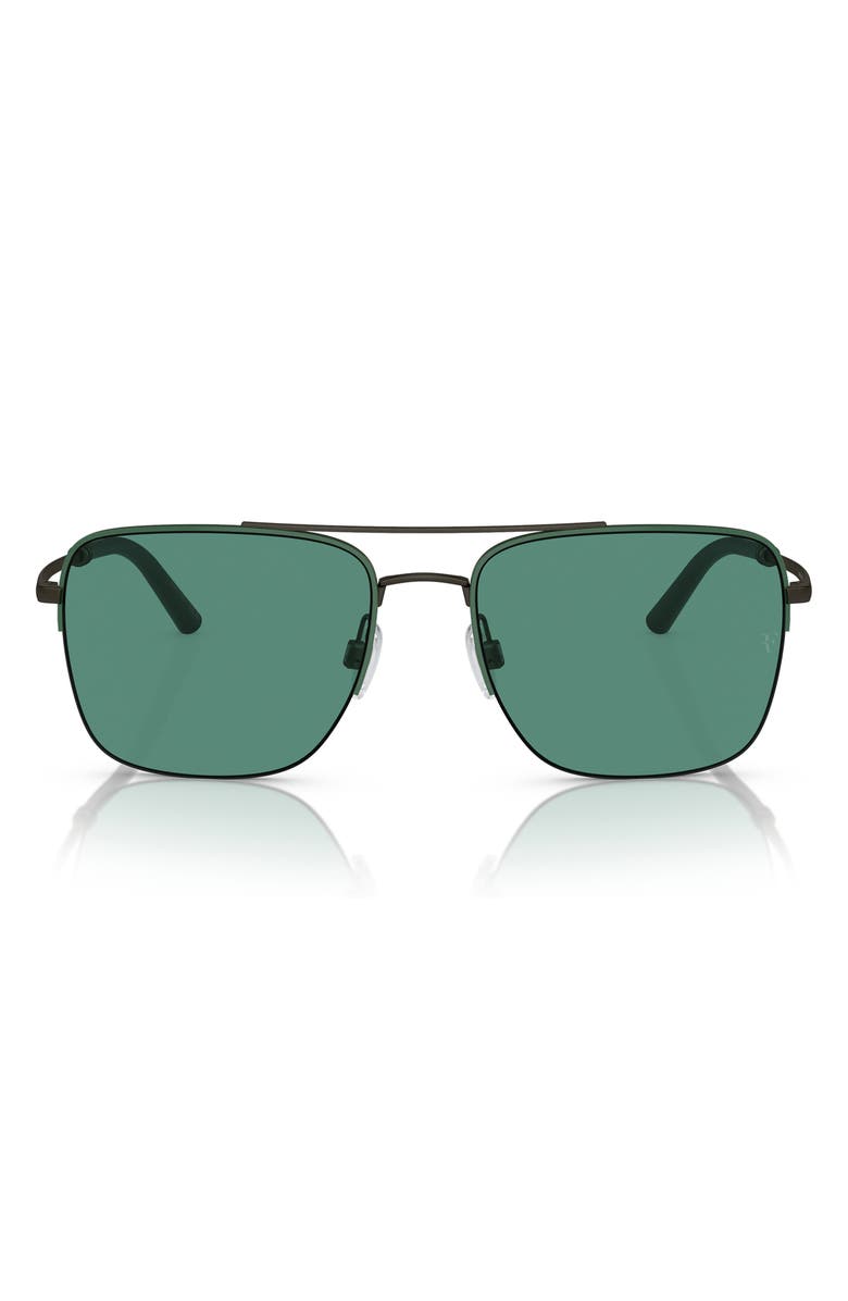 Oliver Peoples Roger Federer 56mm Semirimless Pilot Sunglasses, Main, color, Green