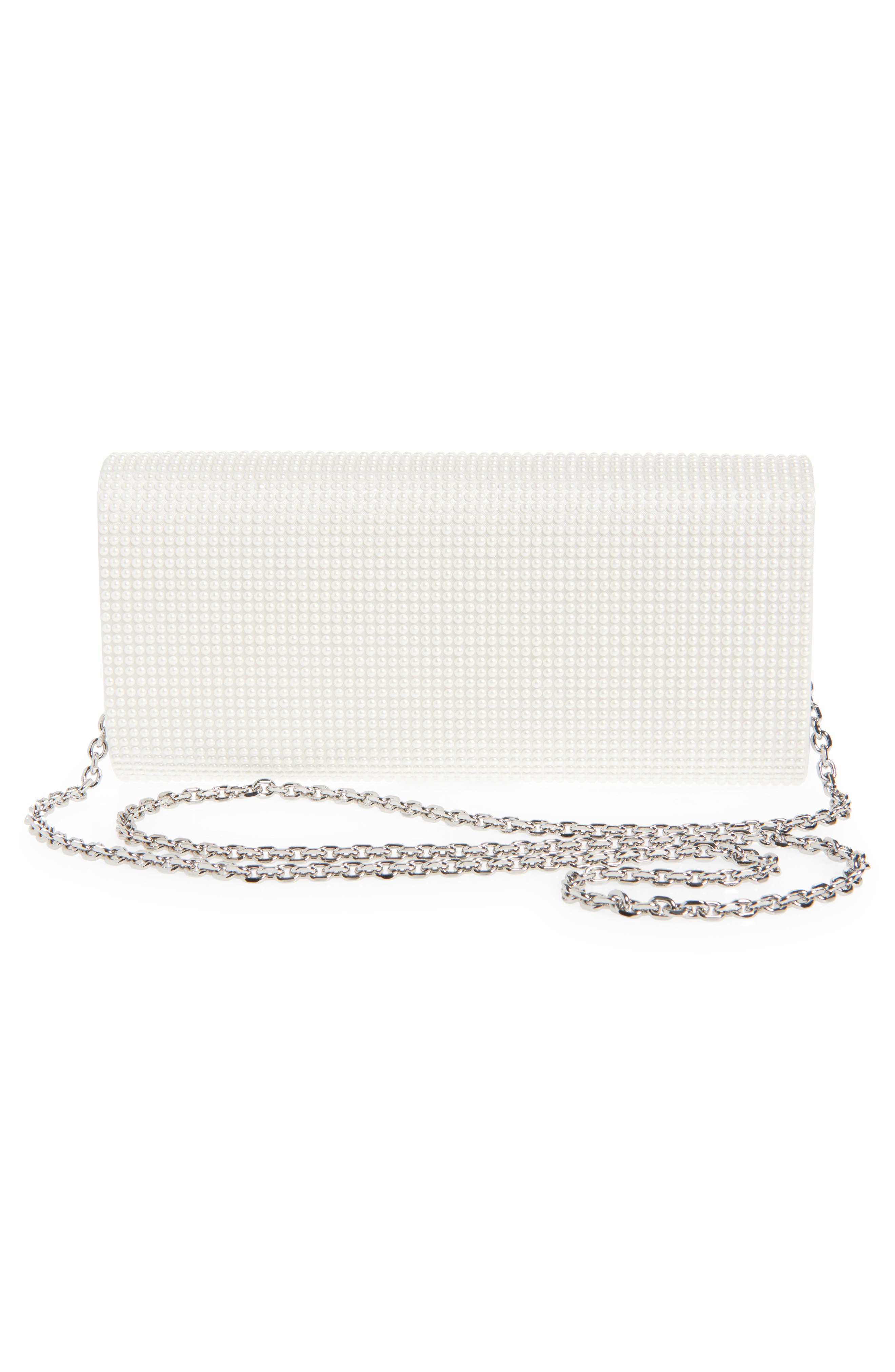 JUDITH LEIBER COUTURE Perry Faux Pearl Embellished Clutch, Alternate, color, Silver Pearls