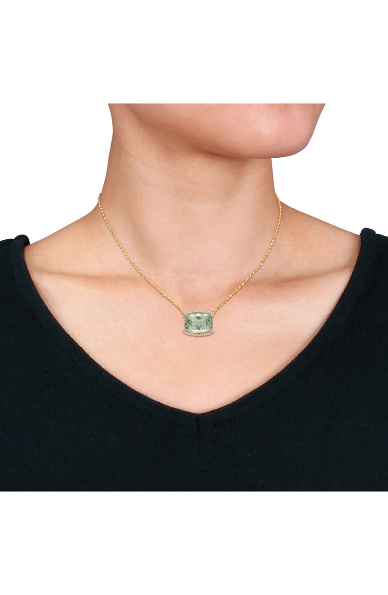 DELMAR Cushion Cut Green Quartz & White Topaz Necklace, Alternate, color, Green
