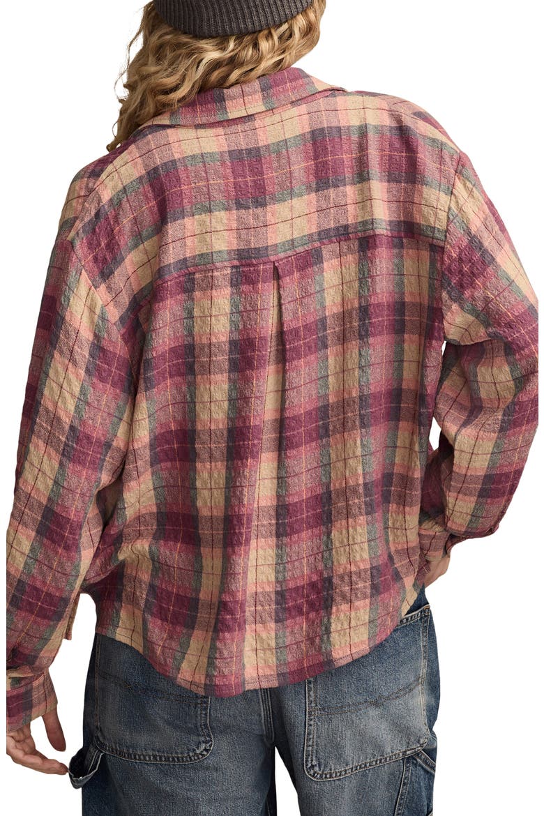 Plaid Crop Button-Up Shirt, Alternate, color, PINK MULTI PLAID