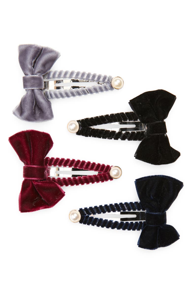 Tasha Assorted 4-Pack Velvet Hair Clips, Main, color, 