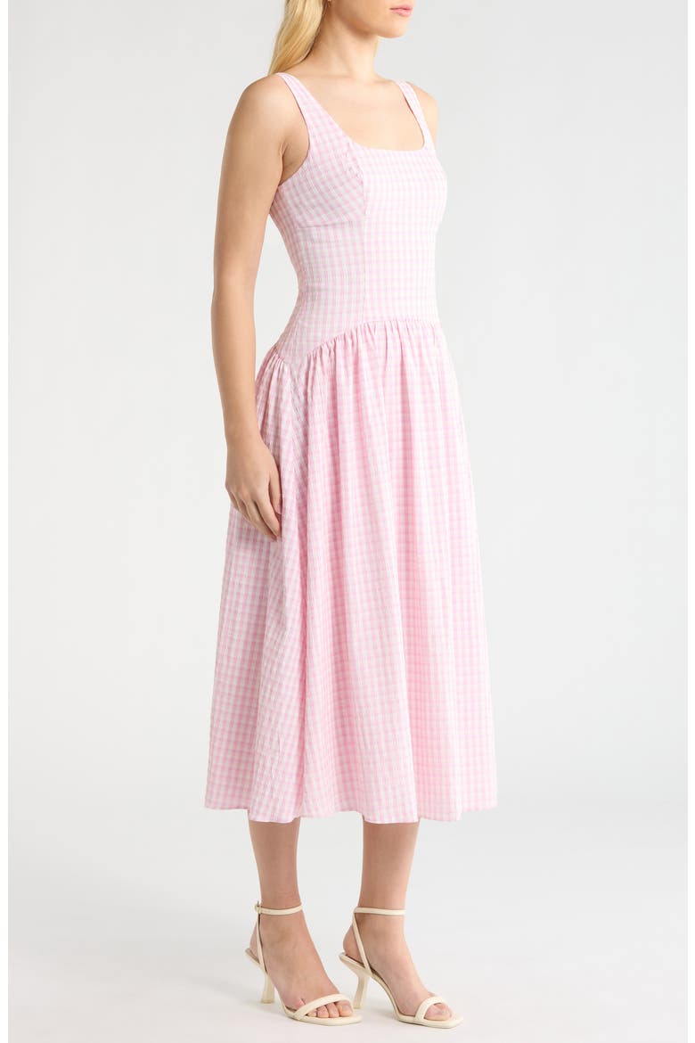 Cara Gingham Dress, Alternate, color, PINK GINGHAM