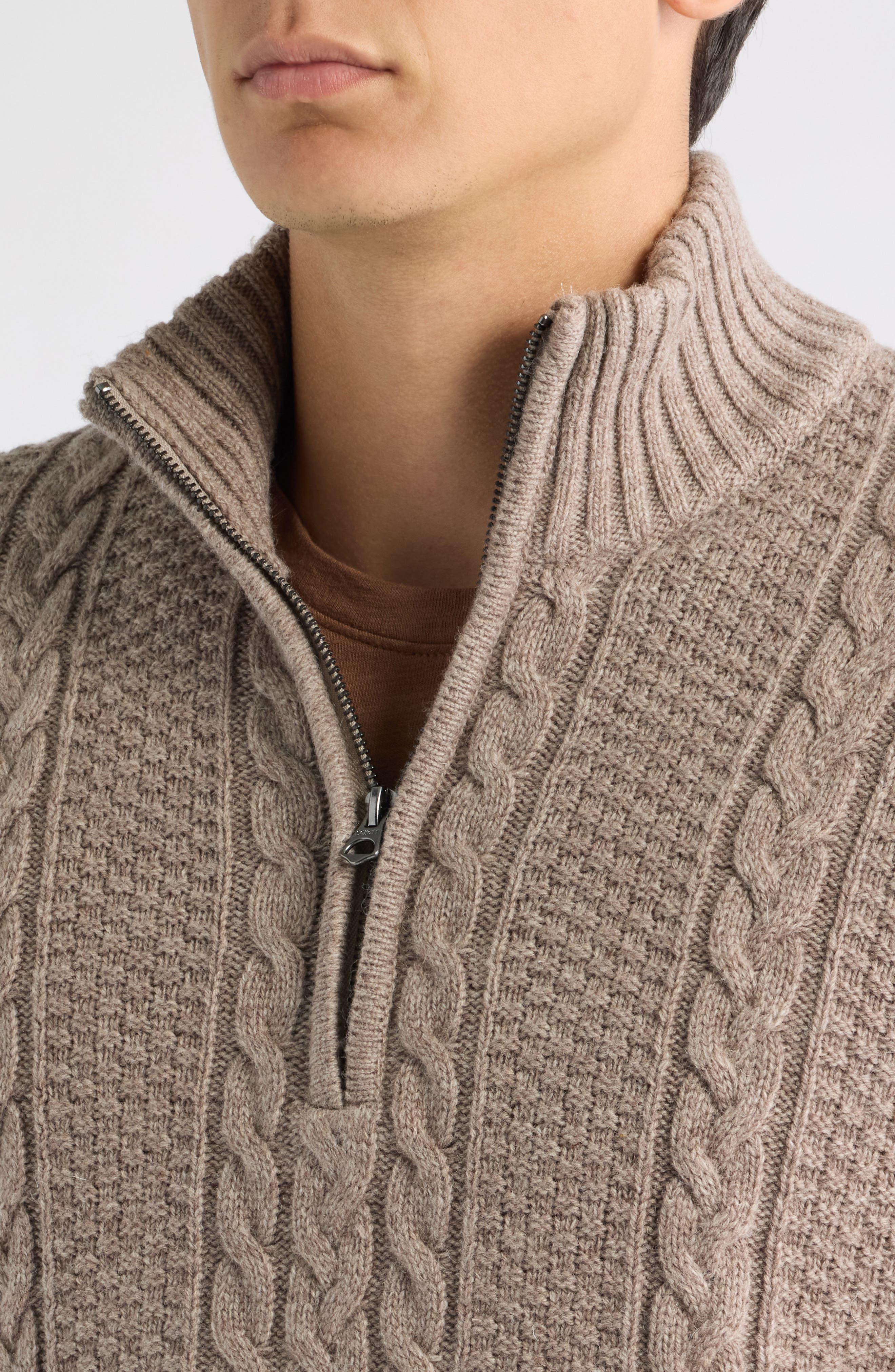 Schott NYC Cable Knit Quarter Zip Sweater (Men) | Nordstrom