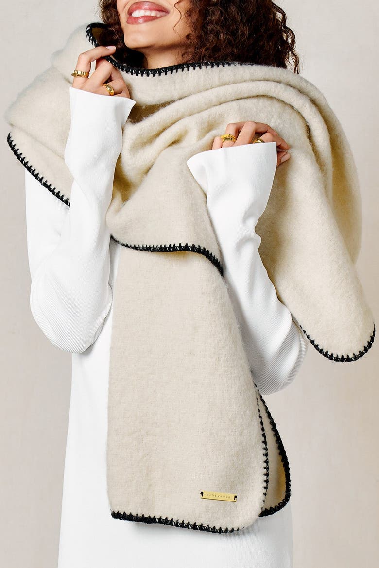 Whipstitch Scarf, Alternate, color, Cream