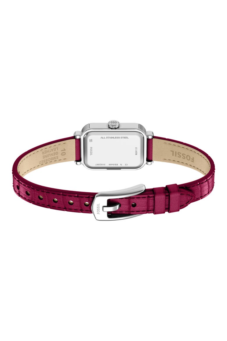 Mini Raquel Heart Tank Leather Strap Watch, 18mm x 29mm, Alternate, color, WHITE/ PINK