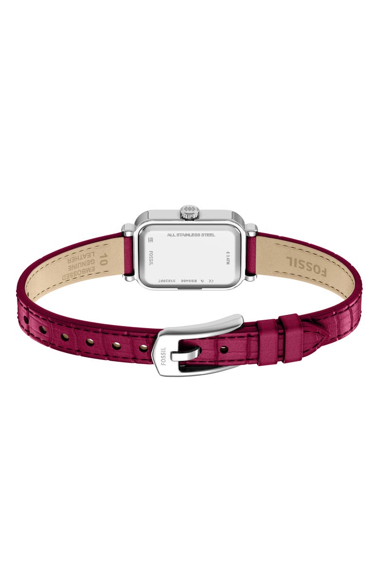 Fossil Mini Raquel Heart Tank Leather Strap Watch, 18mm x 29mm, Alternate, color, 