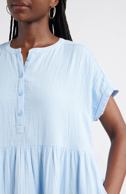 Caslon ® Cotton Gauze Tiered Popover Dress In Blue