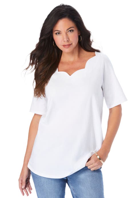 Plus Size Ultimate Scalloped Neck Tee