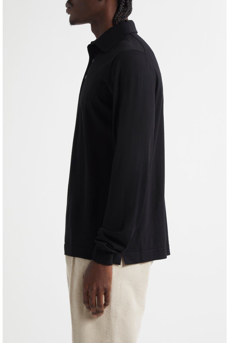 Extrafine Virgin Merino Wool Polo Sweater, Alternate, color, BLACK