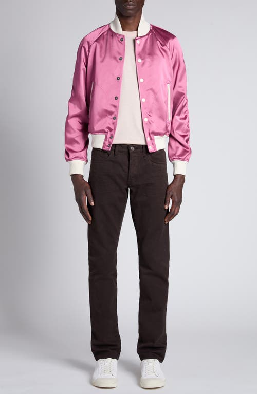 Tom Ford Shiny Satin Bomber Jacket In Xfuwh Fuxia/white