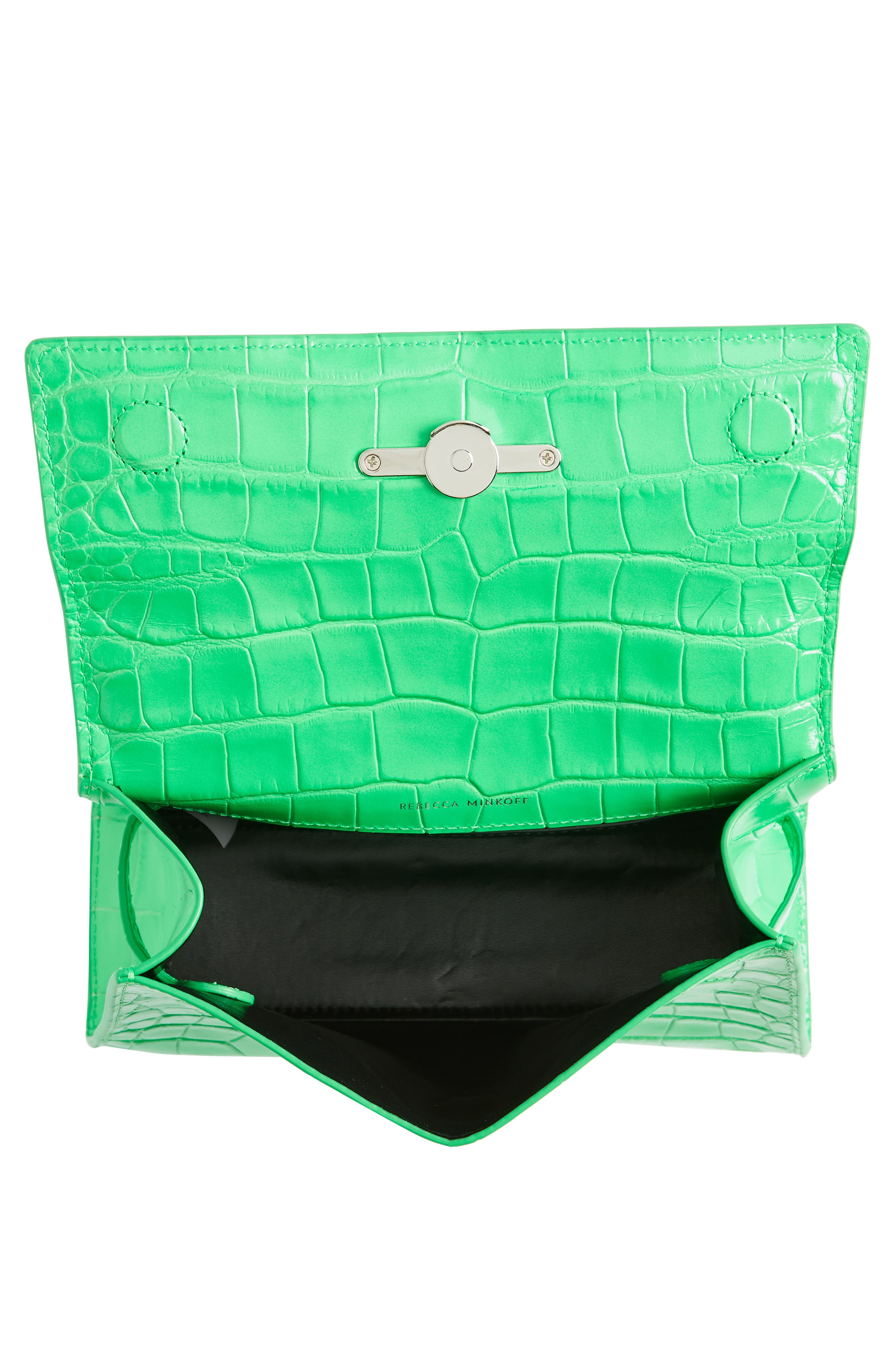 Rebecca Minkoff Lou Top Handle Croc Embossed Leather Crossbody Bag, Alternate, color, 