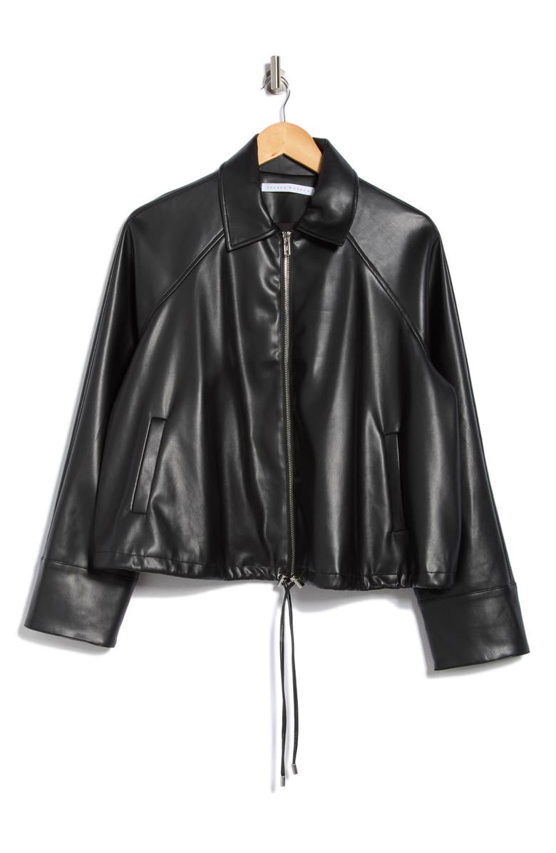 Susana Monaco Faux Leather Full Zip Jacket, Alternate, color, Black