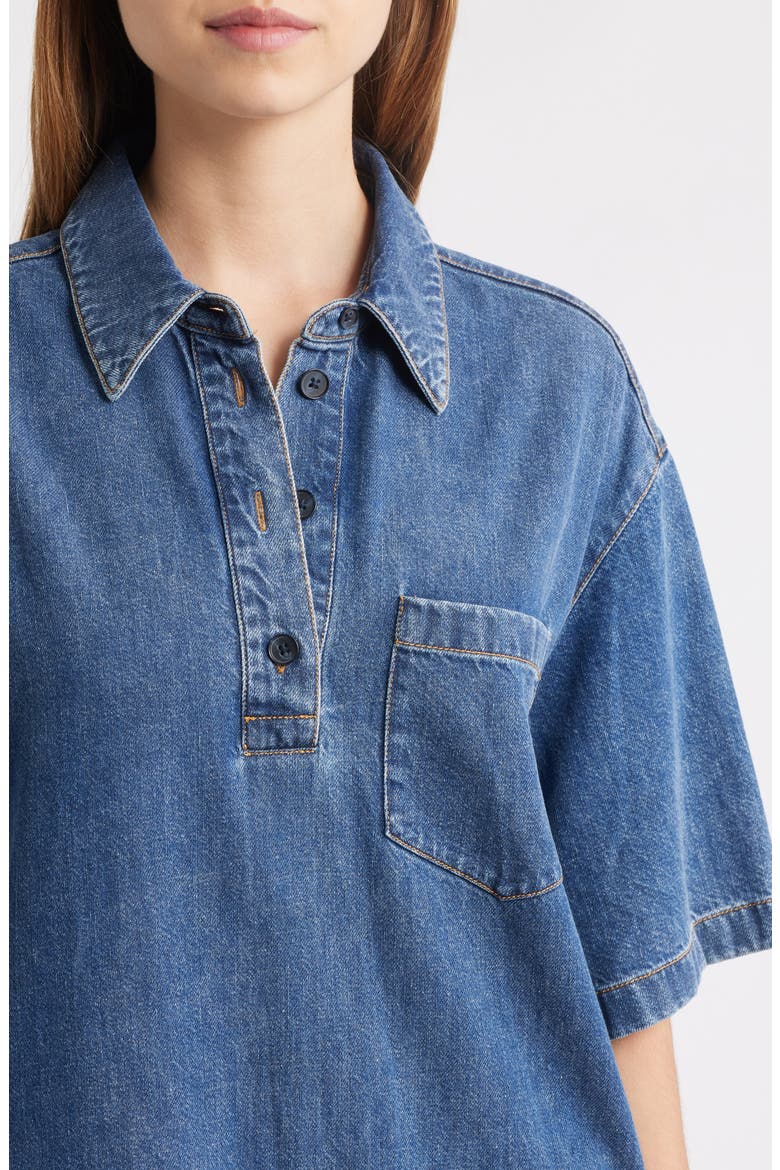 Tennis Cotton Blend Denim Minidress, Alternate, color, POTION
