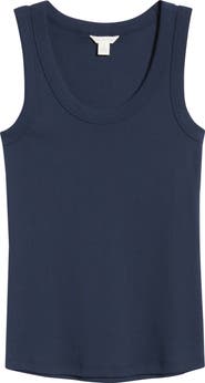 Caslon® Scoop Neck Rib Cotton Tank