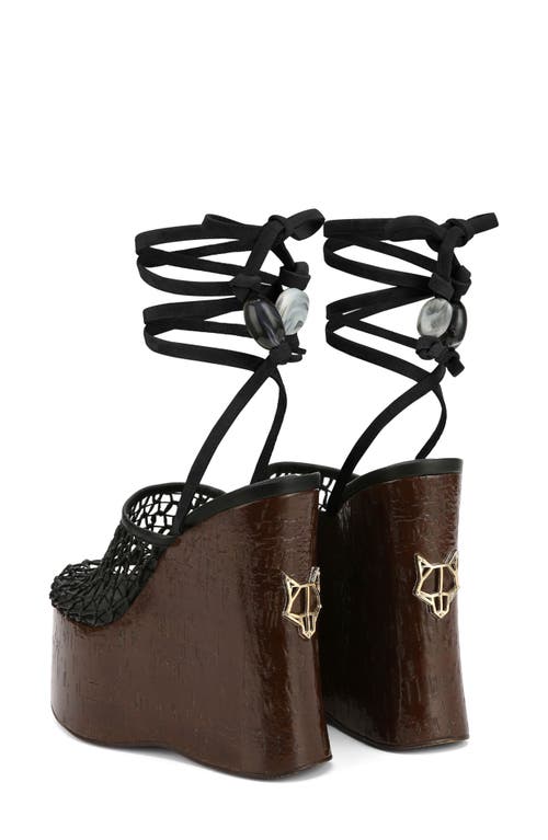 Naked Wolfe Platform Wedge Ankle Wrap Sandal