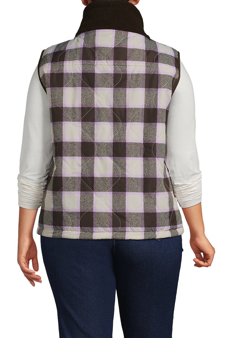 High Pile Fleece Reversible Mixed Media Vest, Alternate, color, Rich Coffee/Brown Check