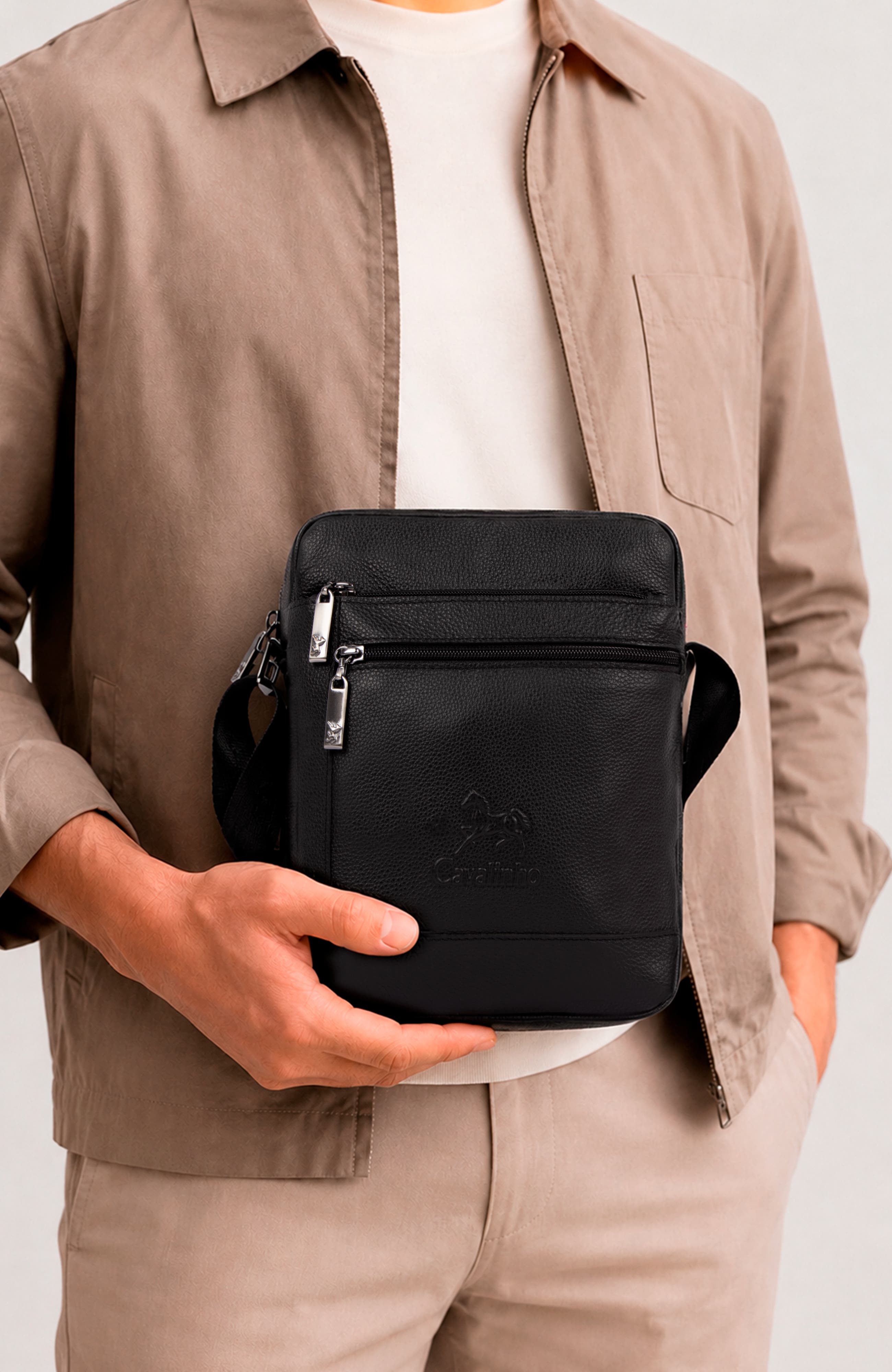 El Cavaleiro Leather Traveler Crossbody Bag 632, Alternate, color, Black
