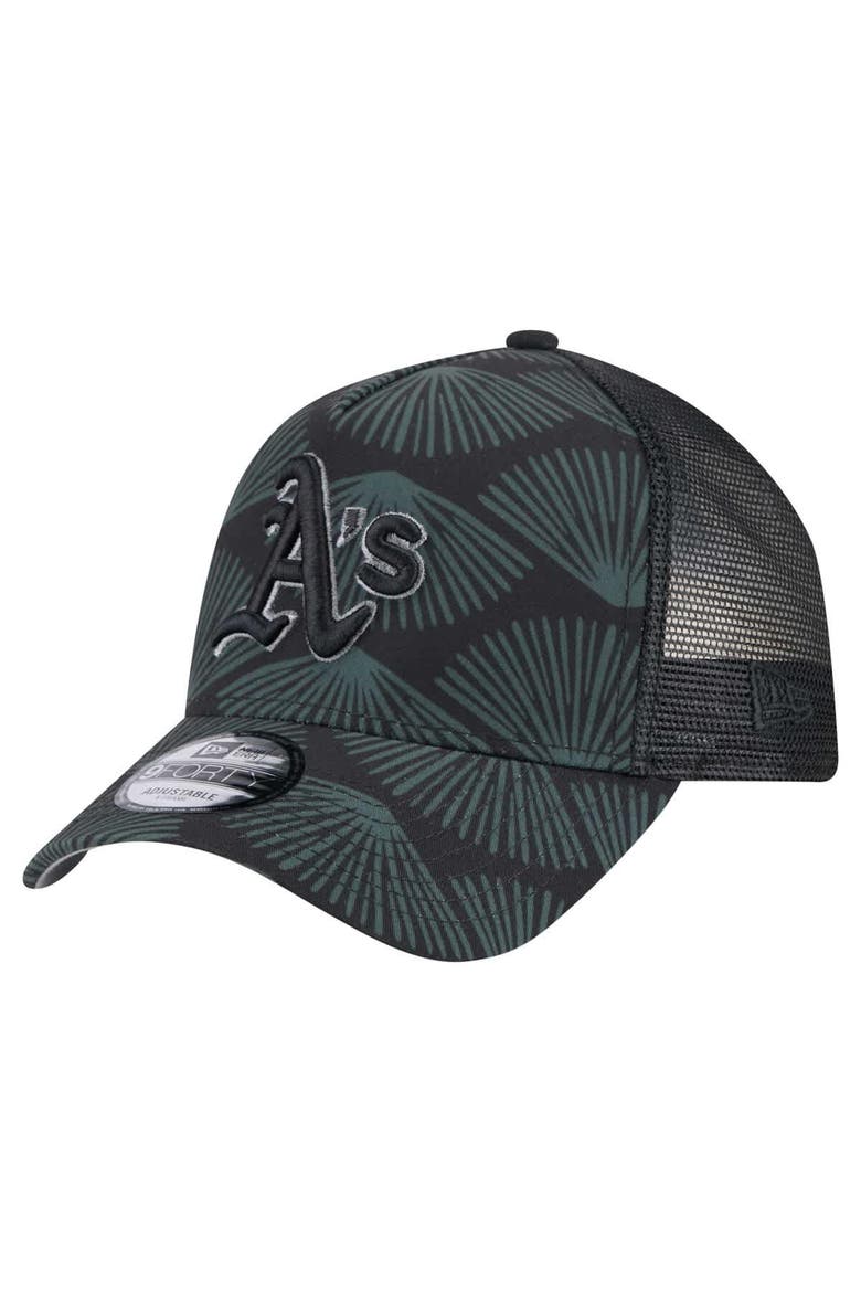 Men's New Era  Black Athletics 9FORTY A-Frame Trucker Adjustable Hat, Main, color, Black