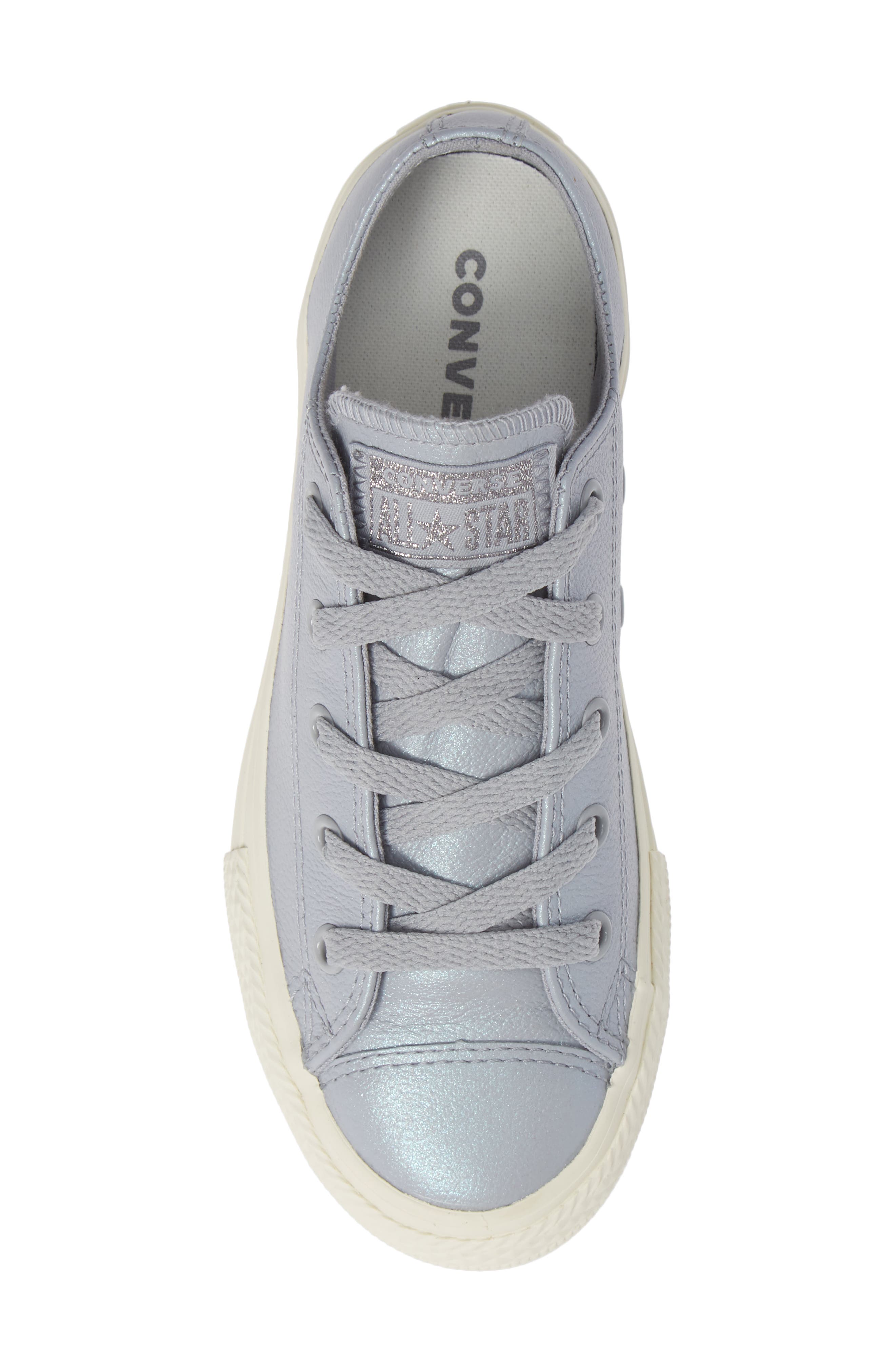 Chuck Taylor® All Star® Metallic Faux Leather Ox Sneaker, Alternate, color, WOLF GREY