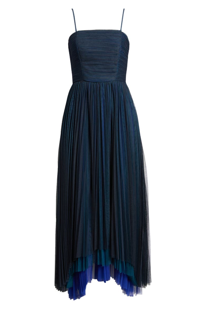 Smocked Strapless Tulle Cocktail Dress, Alternate, color, NAVY COMBO
